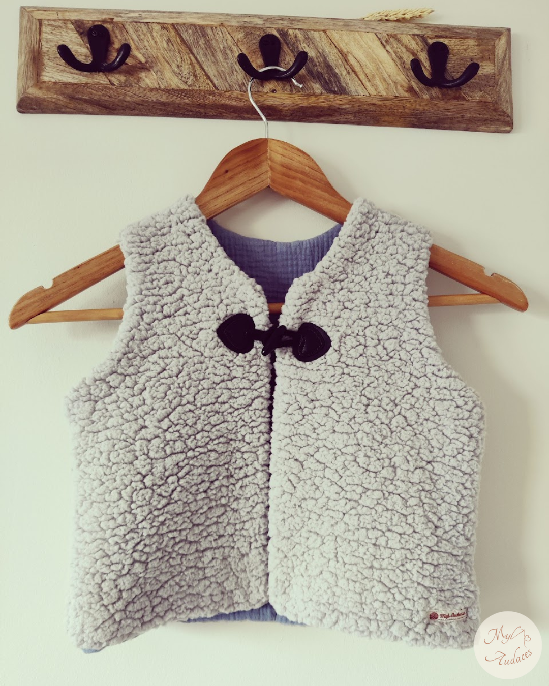 Gilet de Berger Enfant - Sherpa Gris - Fait Main en Moselle
