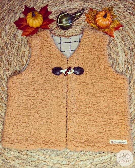 Gilet de Berger Enfant - Sherpa Cassonade - Fait Main en Moselle