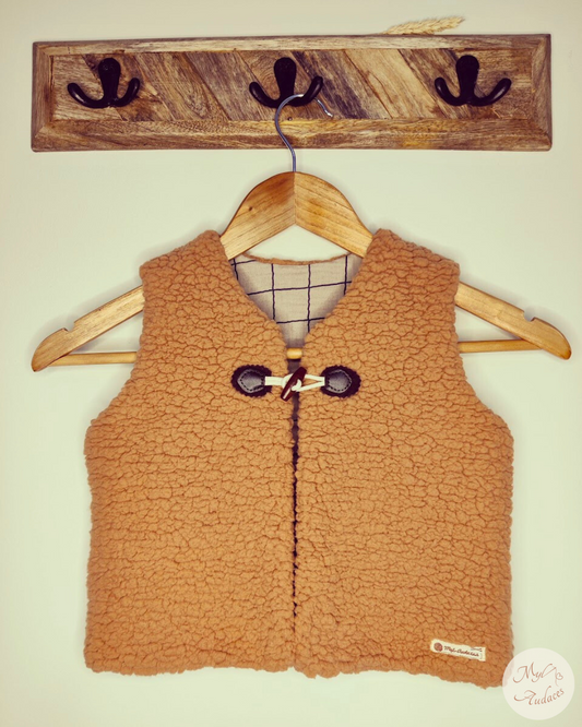 Gilet de Berger Enfant - Sherpa Cassonade - Fait Main en Moselle